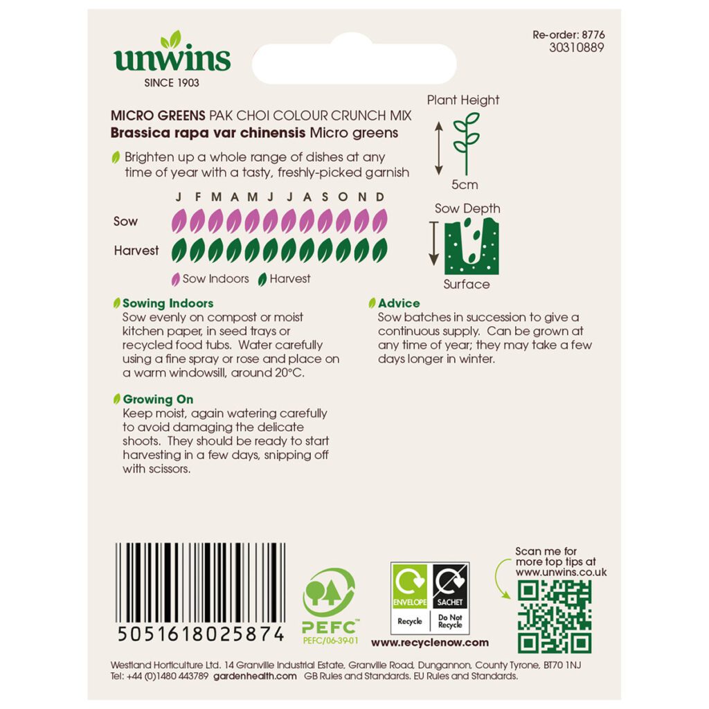 Unwins Pak Choi Colour Crunch Mix Seeds 5051618025874 2